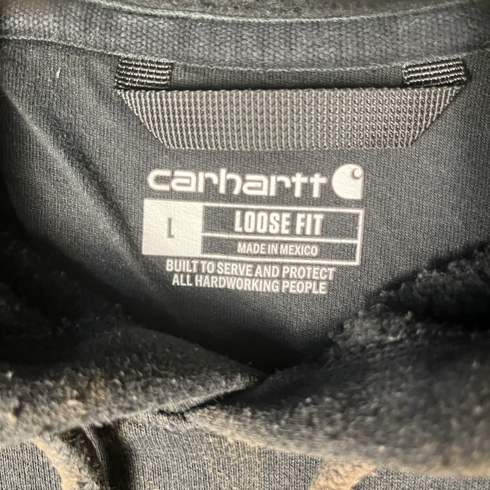 Carhartt Sweatshirt Hoodie Mens Large Black Upcycled Dye Loose Fit - Picture 3 of 7